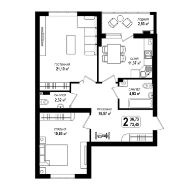 Планировка квартиры №81 по ул. Аксакова 127А